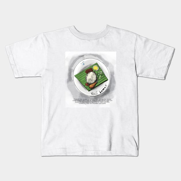 Nasi Lemak Kids T-Shirt by X The Lazy Cat